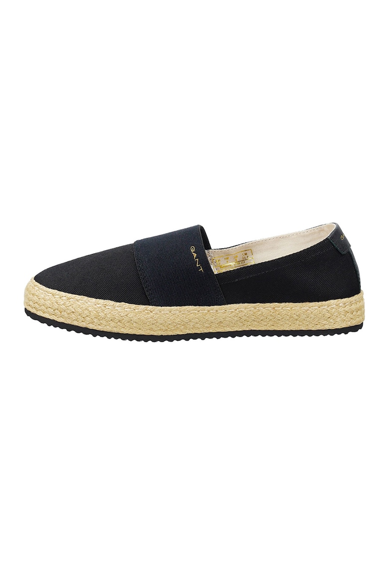 Espadrile slip-on din panza Raffiaville - Negru/Bej