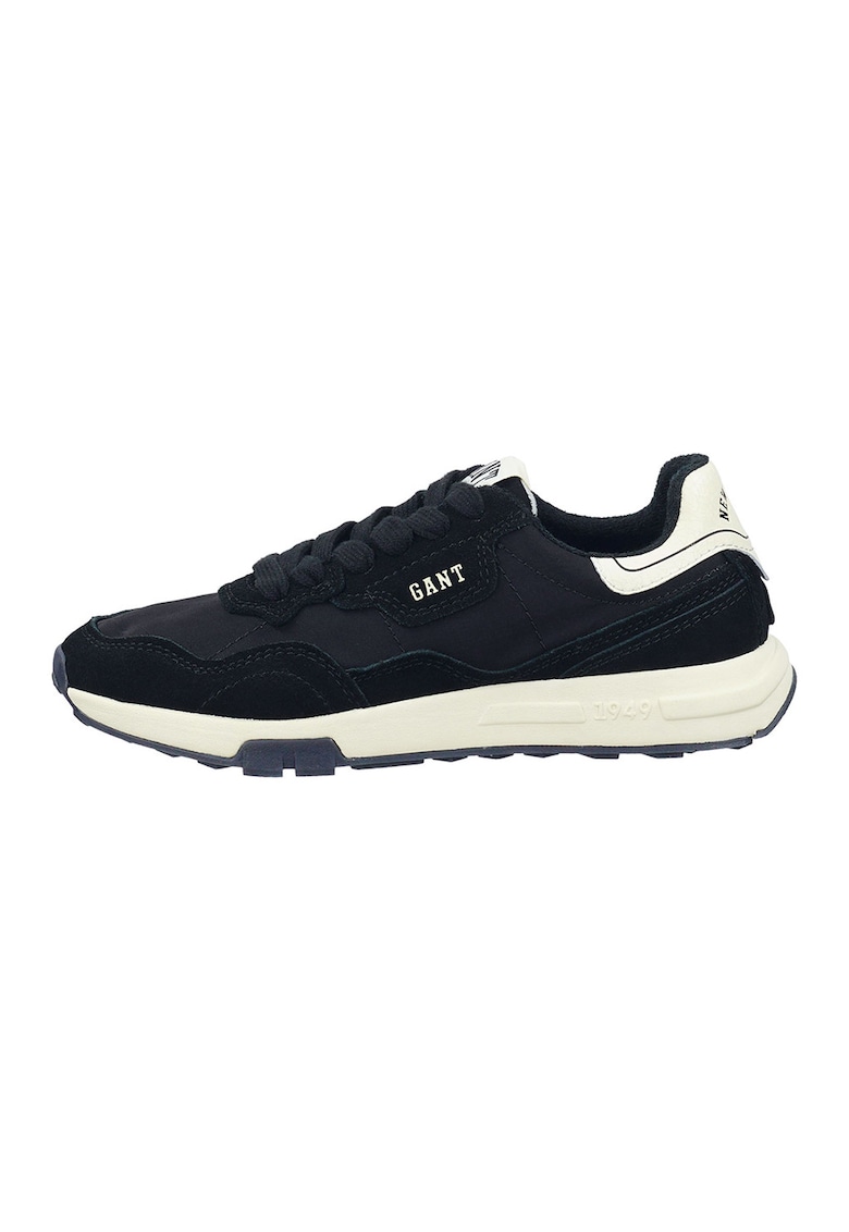 Pantofi sport cu insertii din piele intoarsa Youtron - Alb fildes/Negru