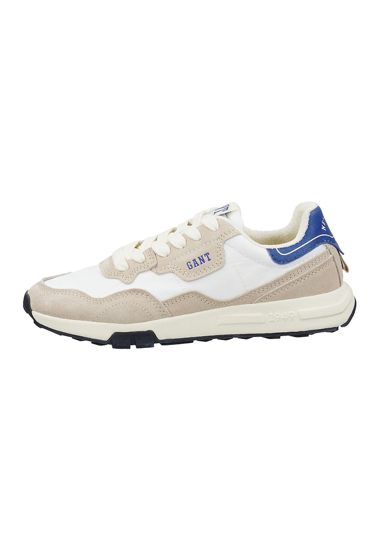 Pantofi sport cu insertii din piele intoarsa Youtron - Alb/Bej/Albastru