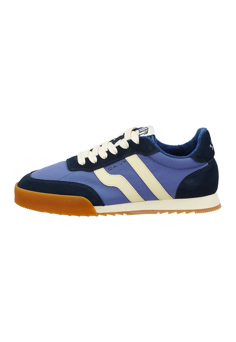 Pantofi sport din piele intoarsa cu garnituri din material textil Baylle - Alb fildes/Albastru deschis/Bleumarin