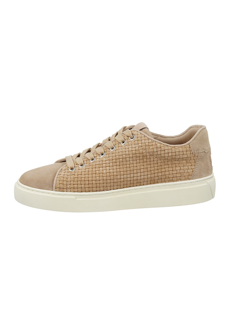 Pantofi sport low-cut din piele intoarsa cu garnituri cu model patchwork McJulien - Maro nisip