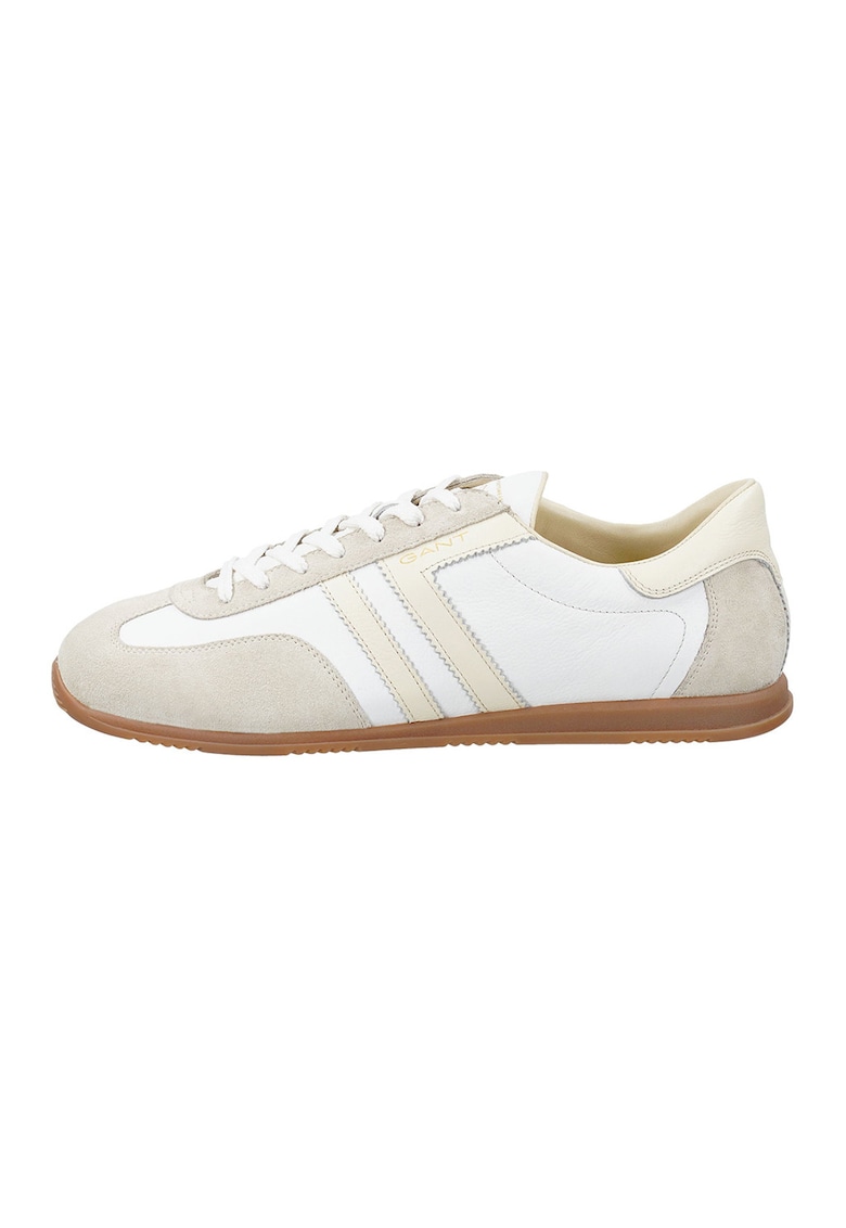 Pantofi sport din piele cu insertii din piele intoarsa Spearclub - Alb/Crem