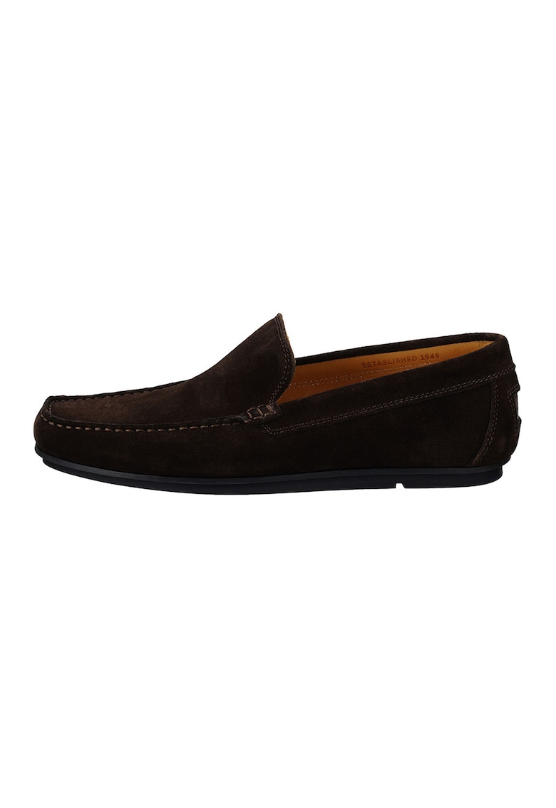 Pantofi loafer din piele intoarsa cu model uni Wilmon - Maro inchis