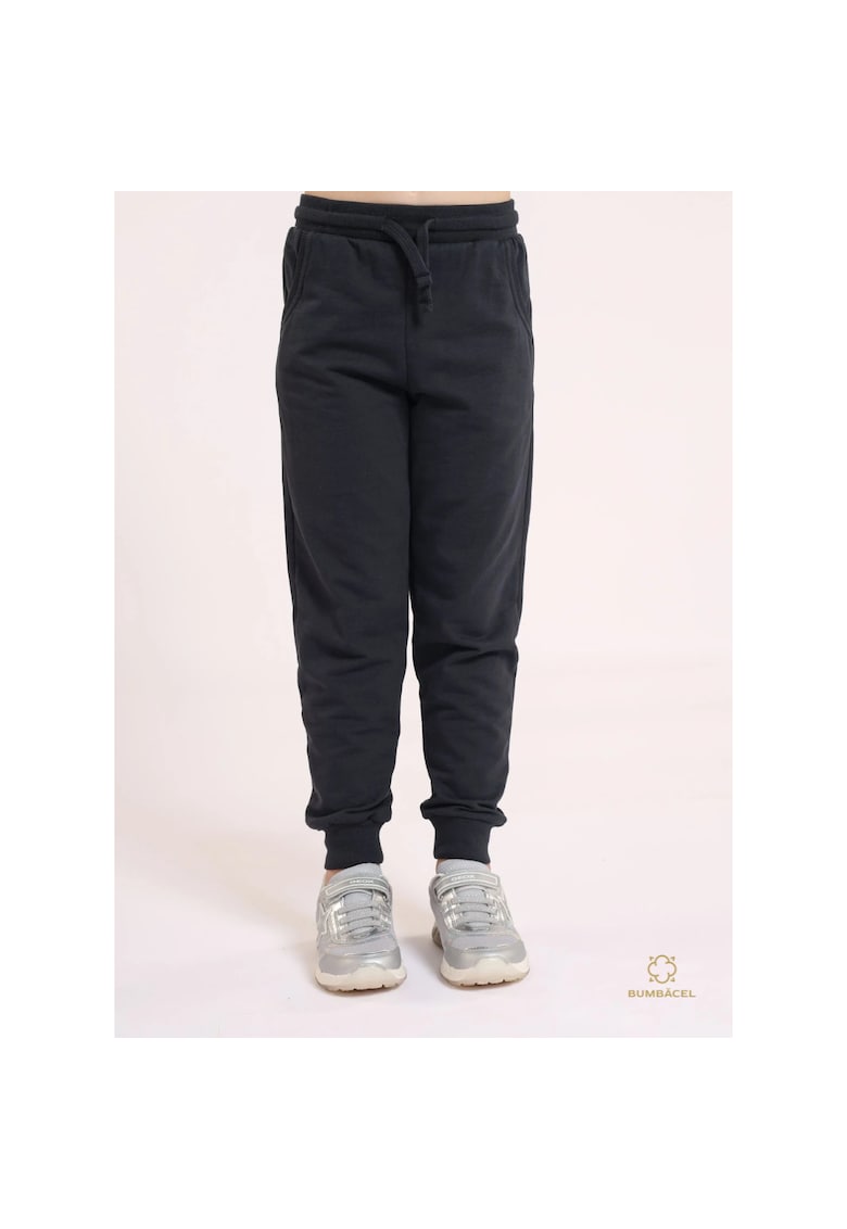 Pantaloni lungi pentru fete - din bumbac - cu buzunare - snur in talie si manseta elastica