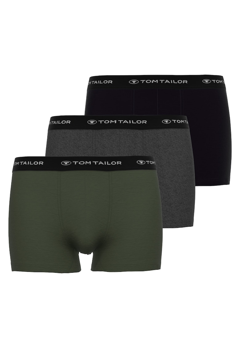 Set de boxeri cu banda logo in talie - 3 perechi - Verde/Negru/Gri