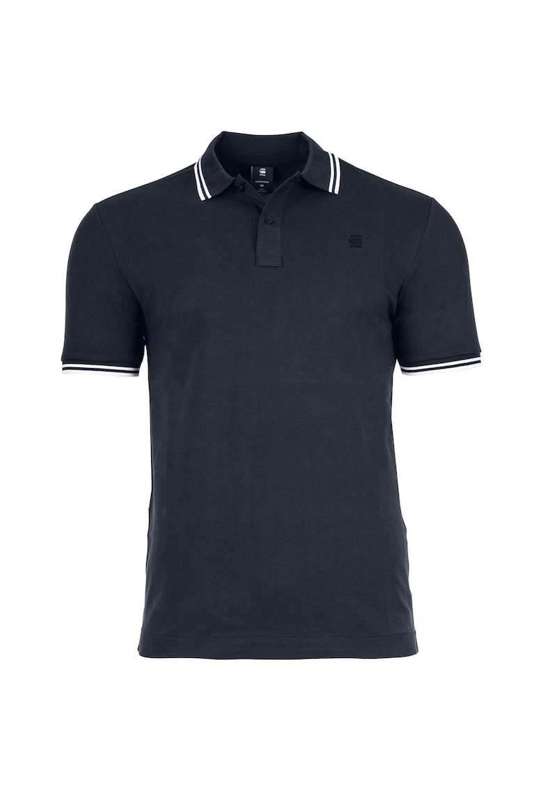 Tricou polo slim fit Dunda - Alb/Albastru ultramarin