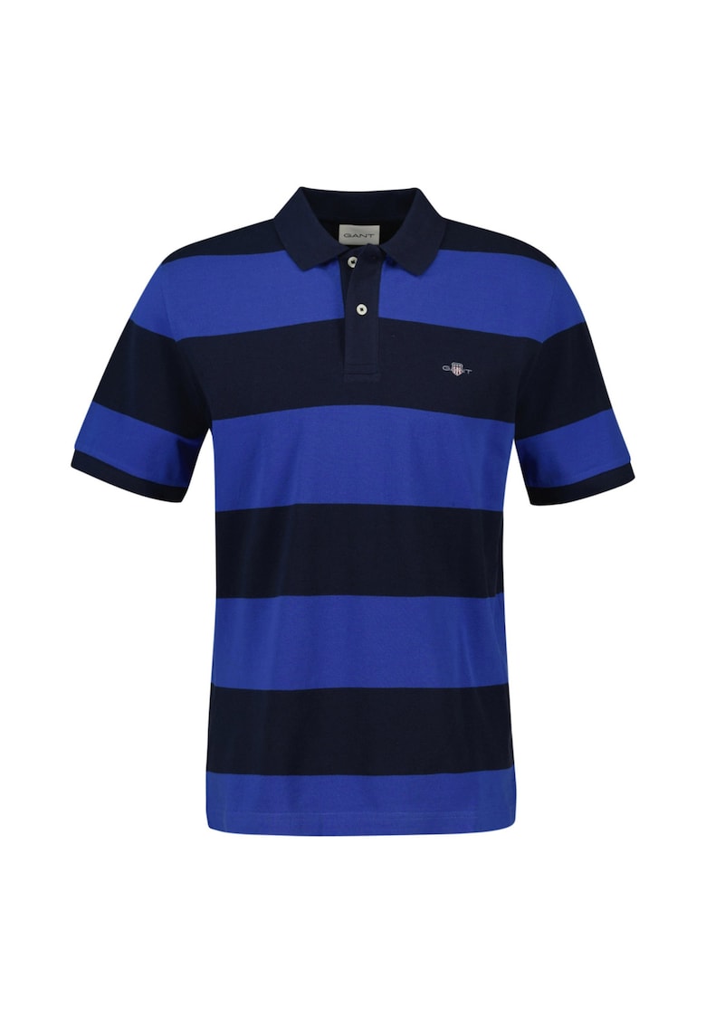 Tricou polo din bumbac cu model in dungi - Albastru royal/Bleumarin