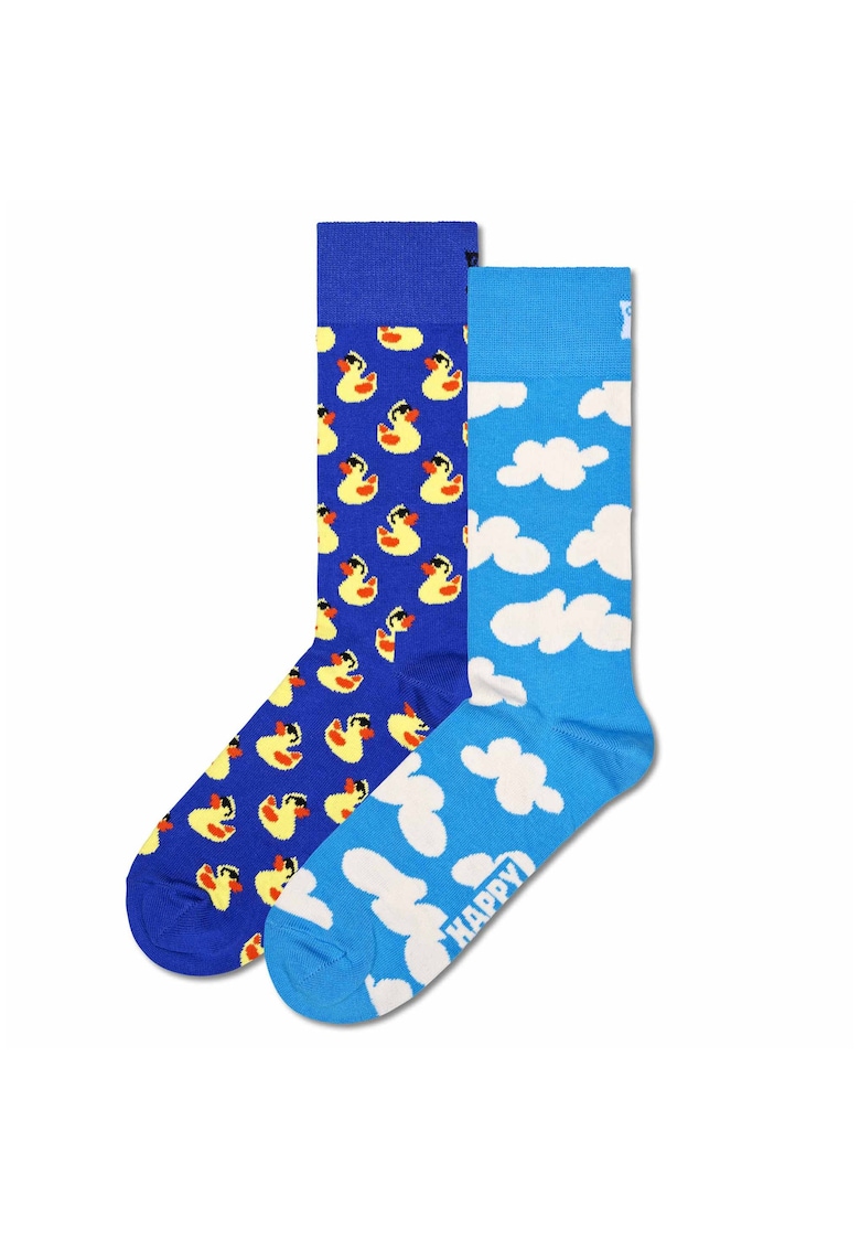 Set de sosete lungi unisex - 2 perechi - Galben/Portocaliu/Albastru