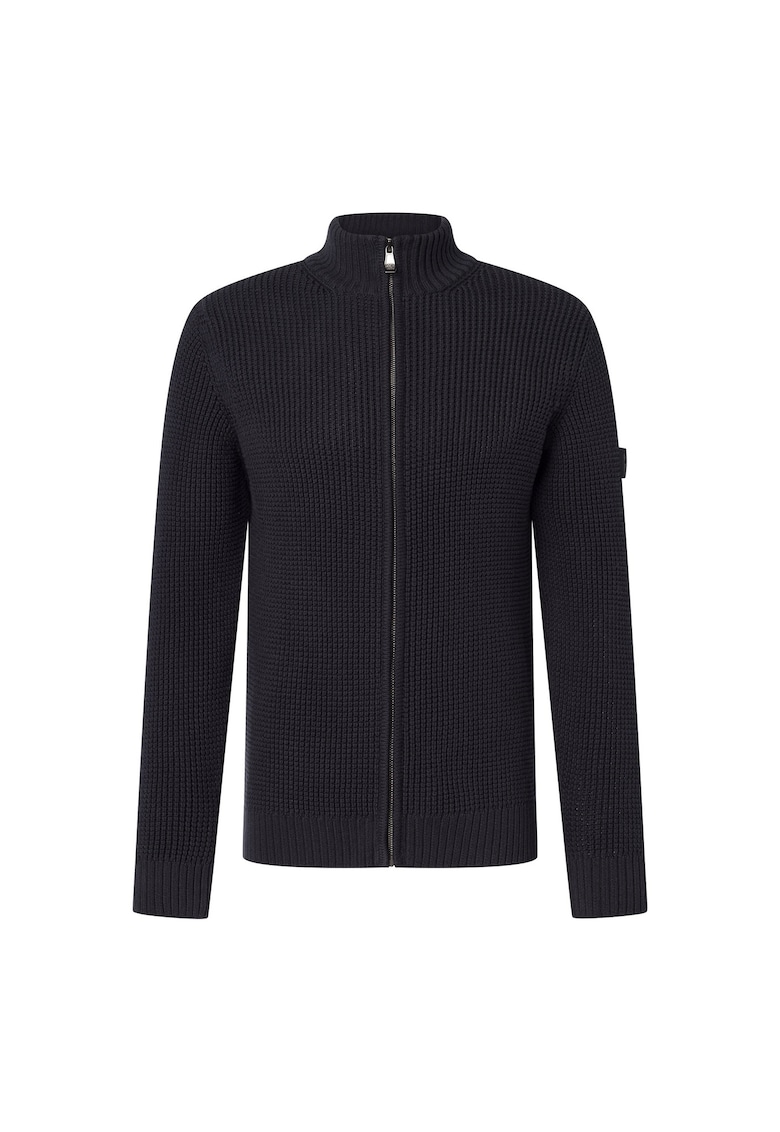 Cardigan din bumbac cu fermoar - Negru
