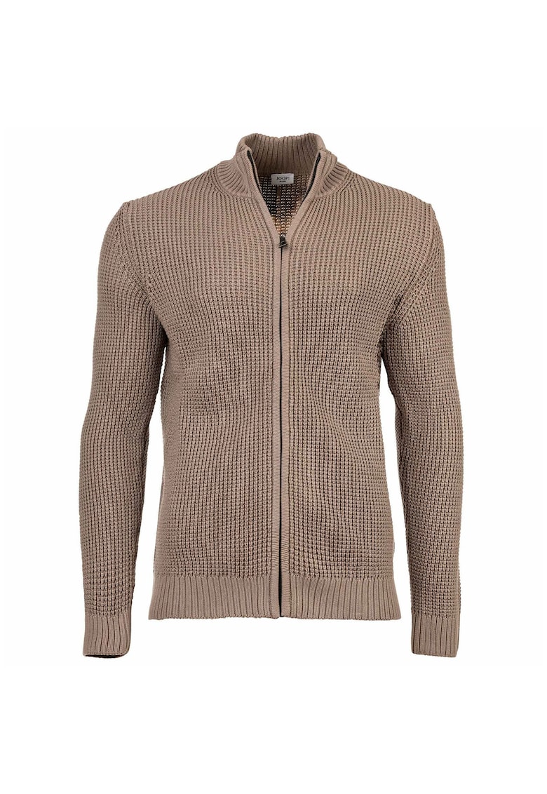 Cardigan din bumbac cu fermoar - Bej