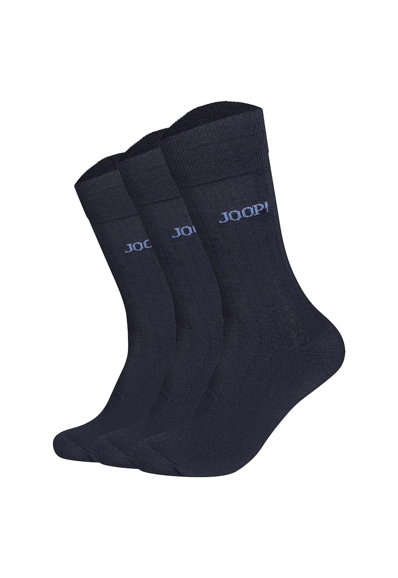 Set de sosete lungi unisex din amestec de bumbac - 3 perechi - Albastru inchis