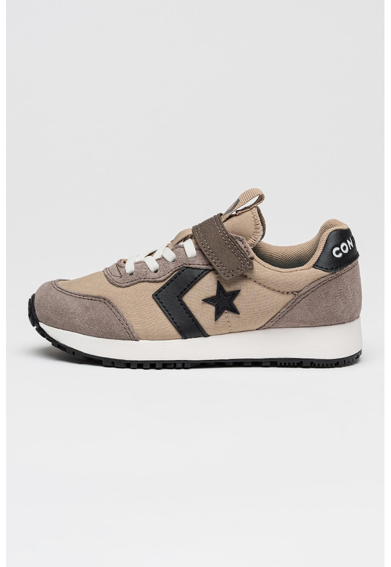 Pantofi sport Omega Trainer Easy On cu garnituri din piele intoarsa - Bej inchis