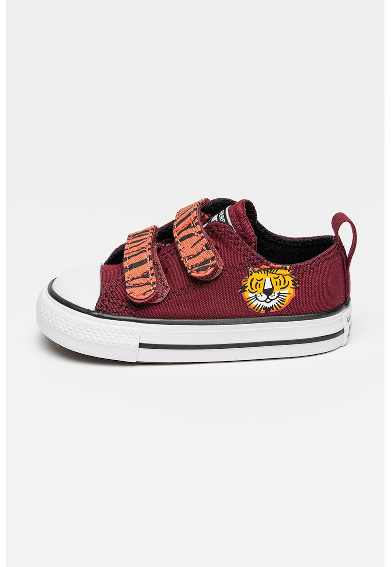 Tenisi din panza cu detalii cu model animal print Chuck Taylor All Star - Visiniu