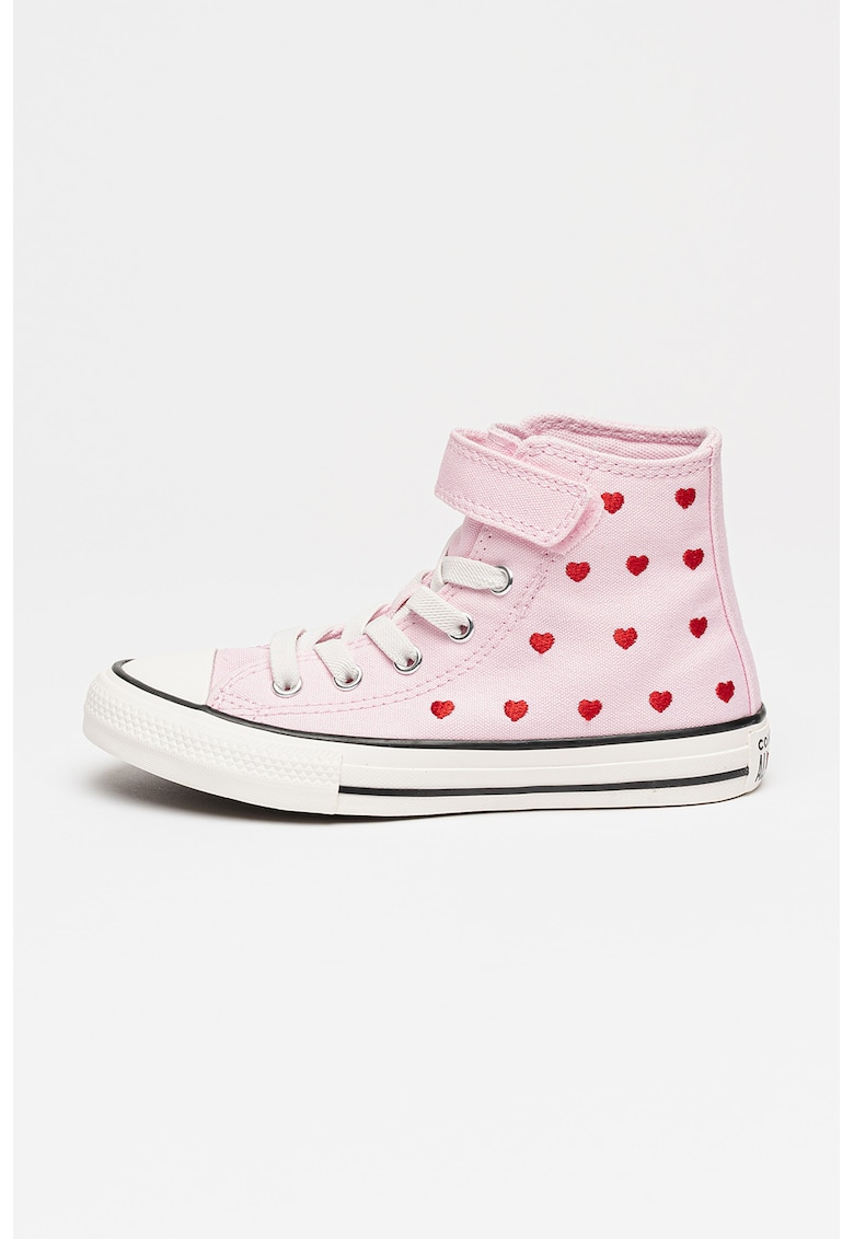 Tenisi mid-cut cu model cu broderie Chuck Taylor All Star - Roz deschis