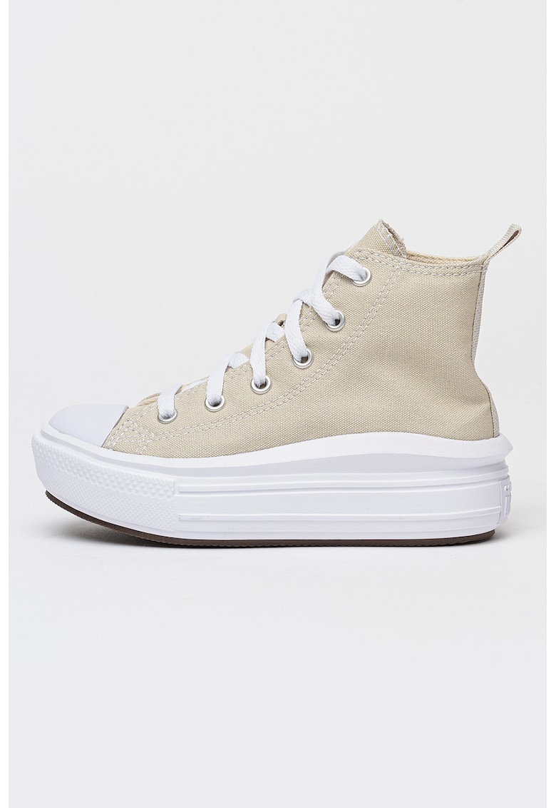 Tenisi mid-high flatform cu logo Chuck Taylor All Star Move - Bej deschis