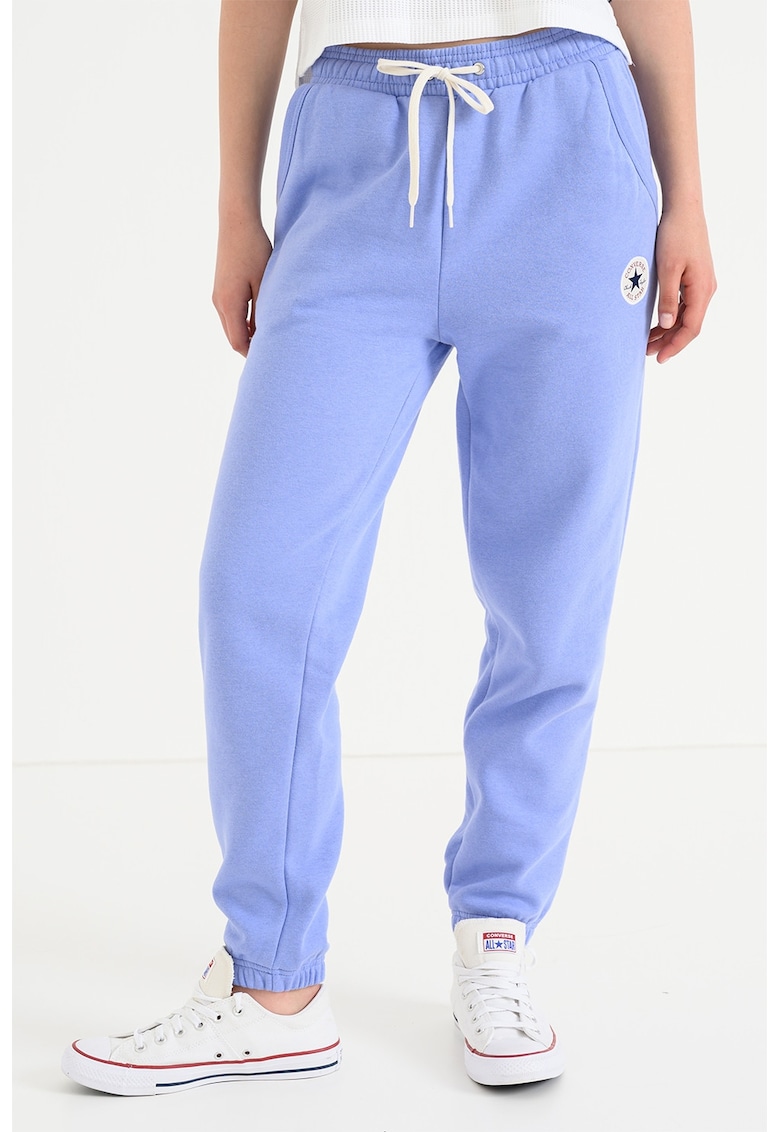 Pantaloni de trening din amestec de bumbac cu snururi - Lila