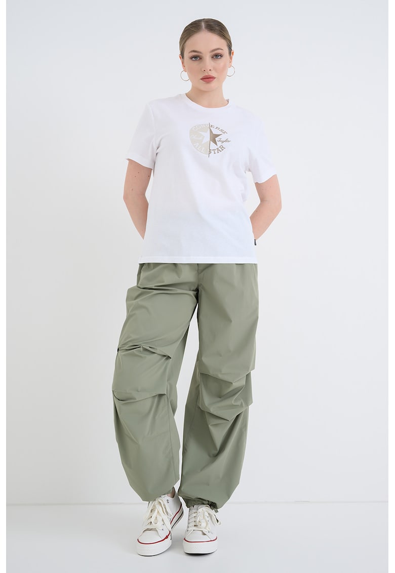 Tricou din bumbac cu imprimeu logo - Alb