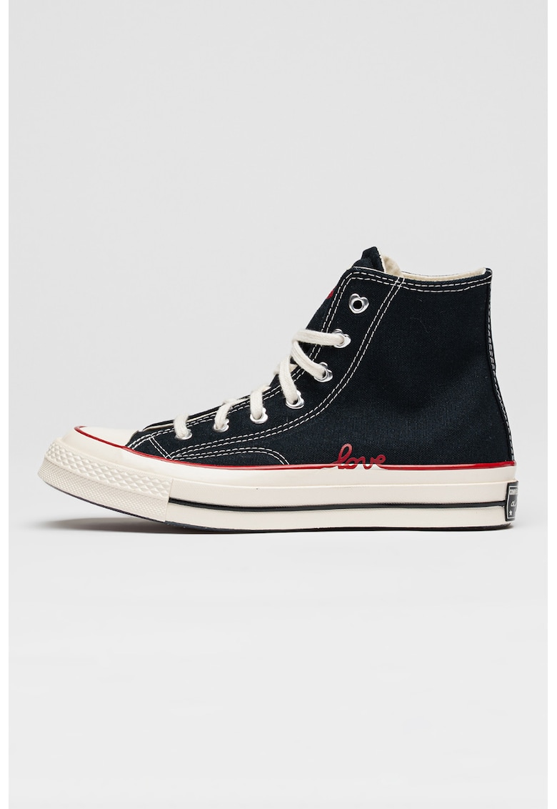 Tenisi unisex inalti Chuck Taylor All Star 70 cu tematica de Valentine's Day - Negru/Gri