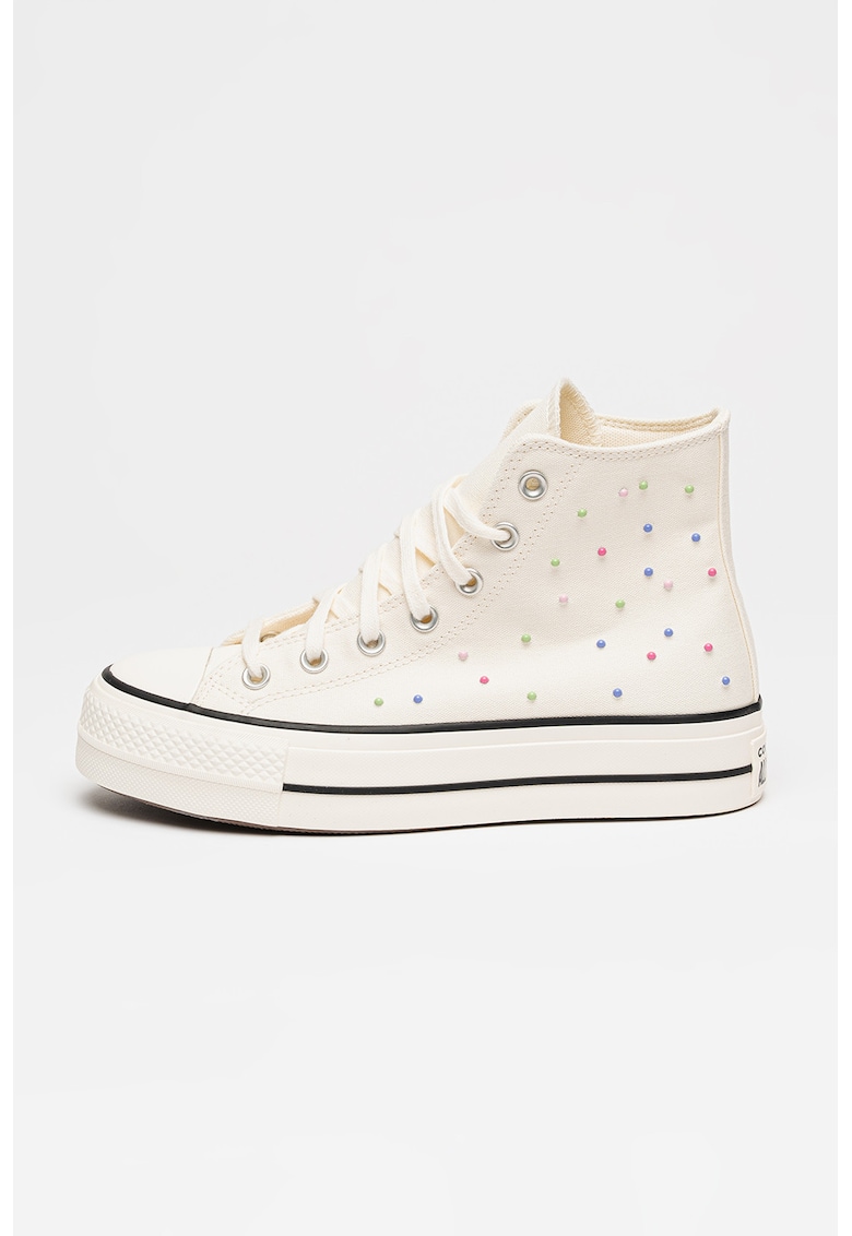 Tenisi mid-cut cu talpa flatform Chuck Taylor All Star - Alb murdar