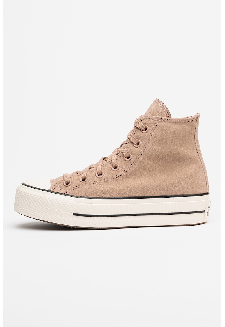 Tenisi inalti Chuck Taylor All Star din piele intoarsa cu varf intarit - Rosu stins