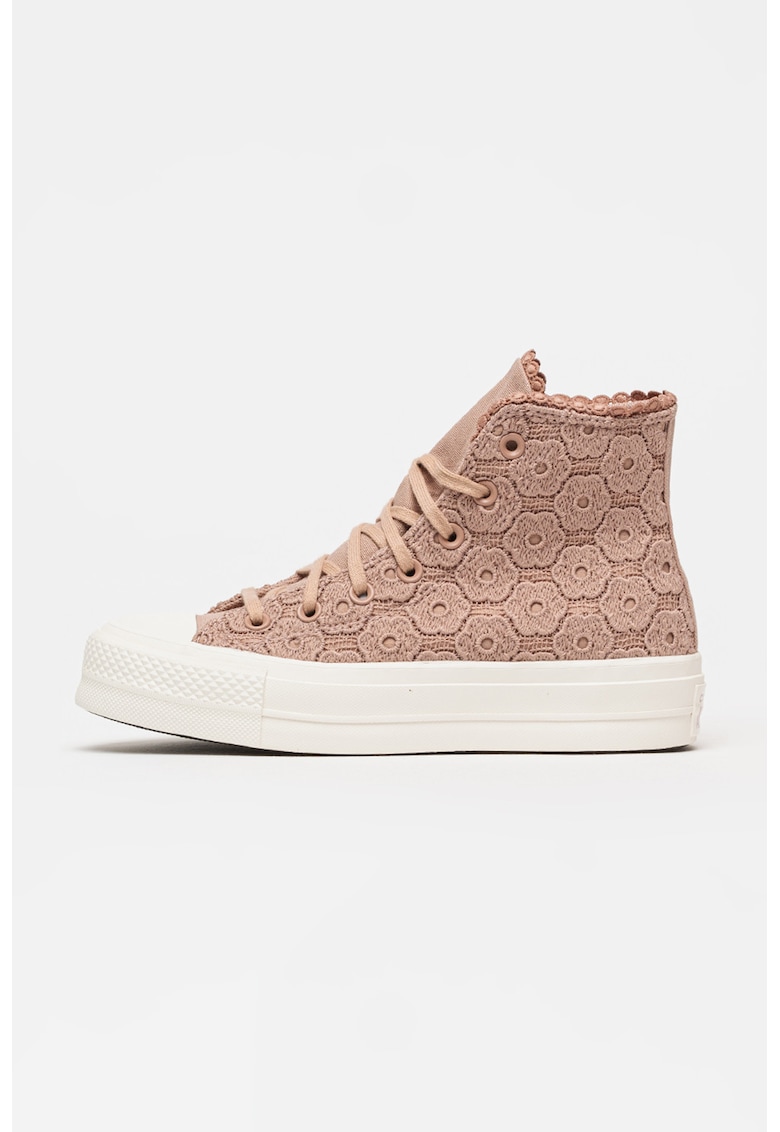 Tenisi cu dantela crosetata Chuck Taylor All Star Lift - Roz prafuit