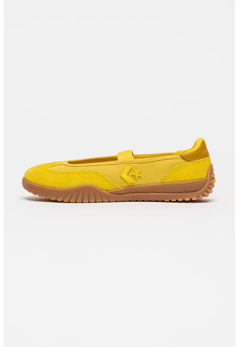Balerini cu insertii de piele intoarsa Run Star - Galben neon