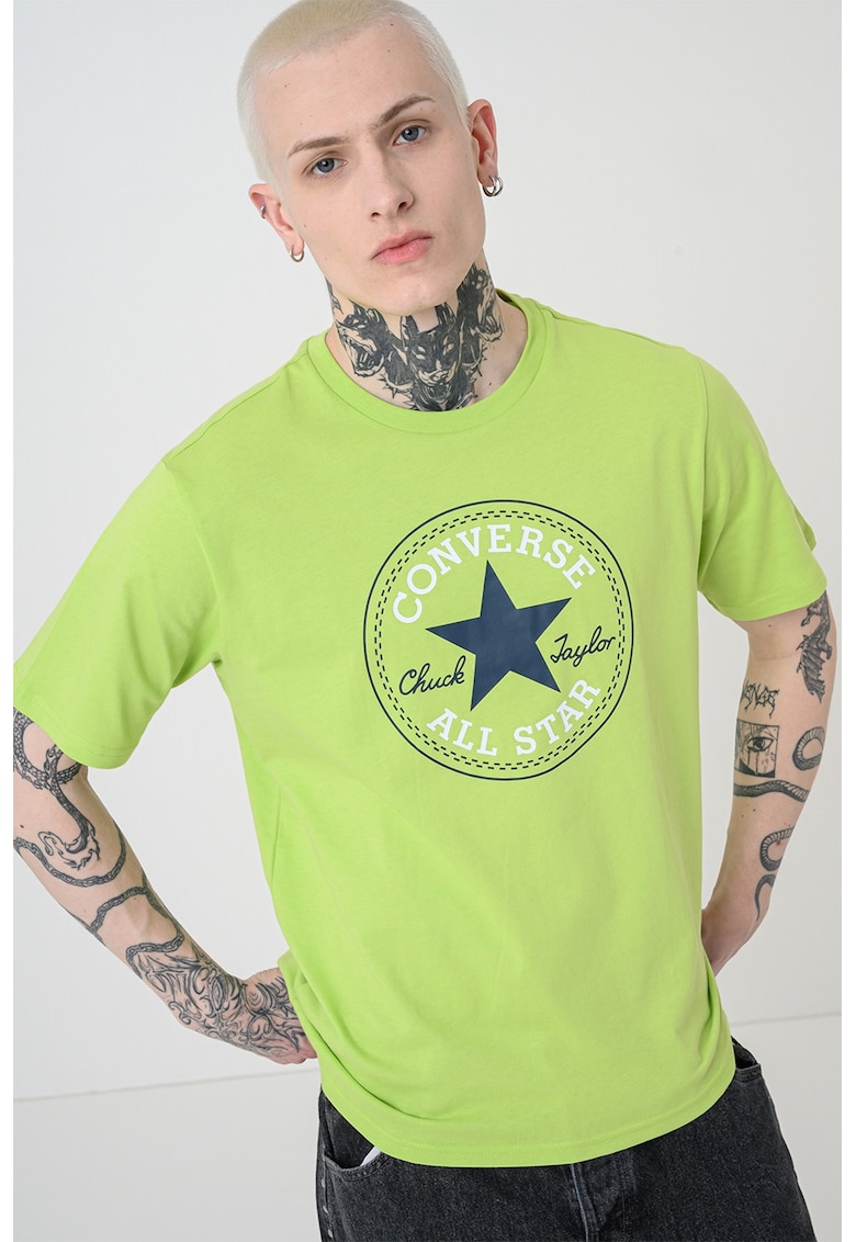 Tricou de bumbac cu imprimeu Chuck Taylor All Star - Verde lime/Bleumarin