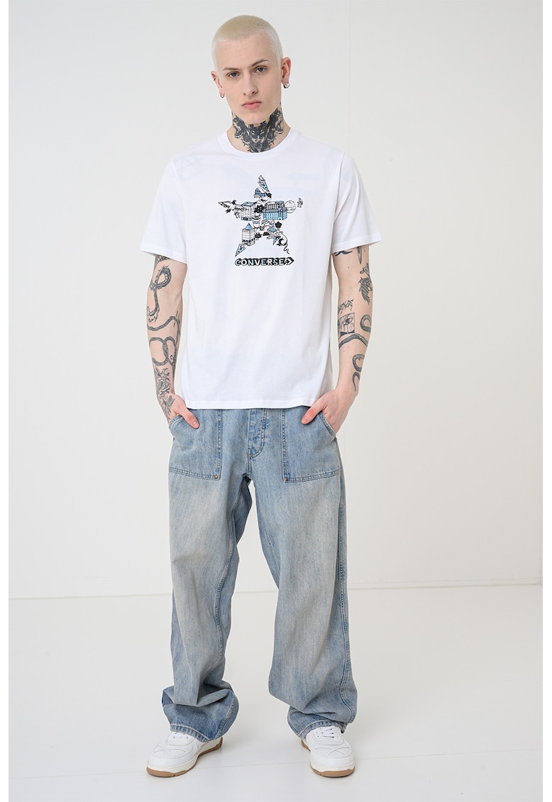 Tricou regular fit - Alb optic/Albastru