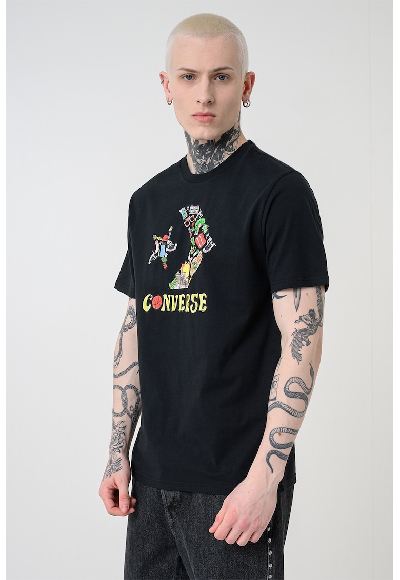 Tricou regular fit cu logo - Negru/Multicolor