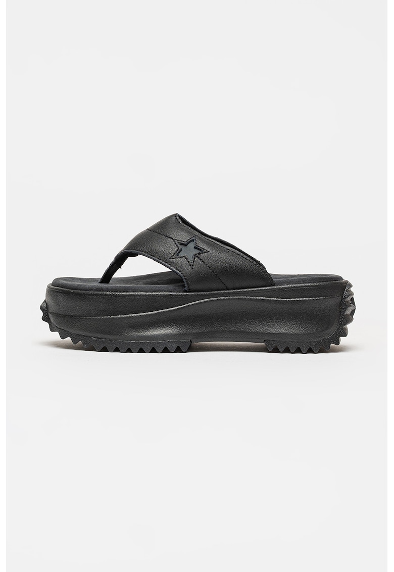 Papuci flip-flop flatform de piele All Star Chuck Taylor - Negru