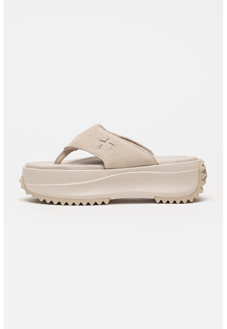 Papuci flip-flop flatform de piele intoarsa All Star Chuck Taylor - Bej antichizat