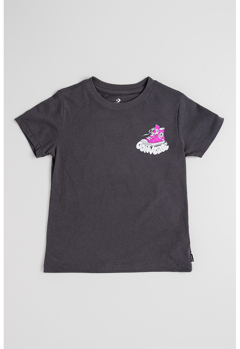 Tricou supradimensionat cu imprimeu grafic - Gri inchis