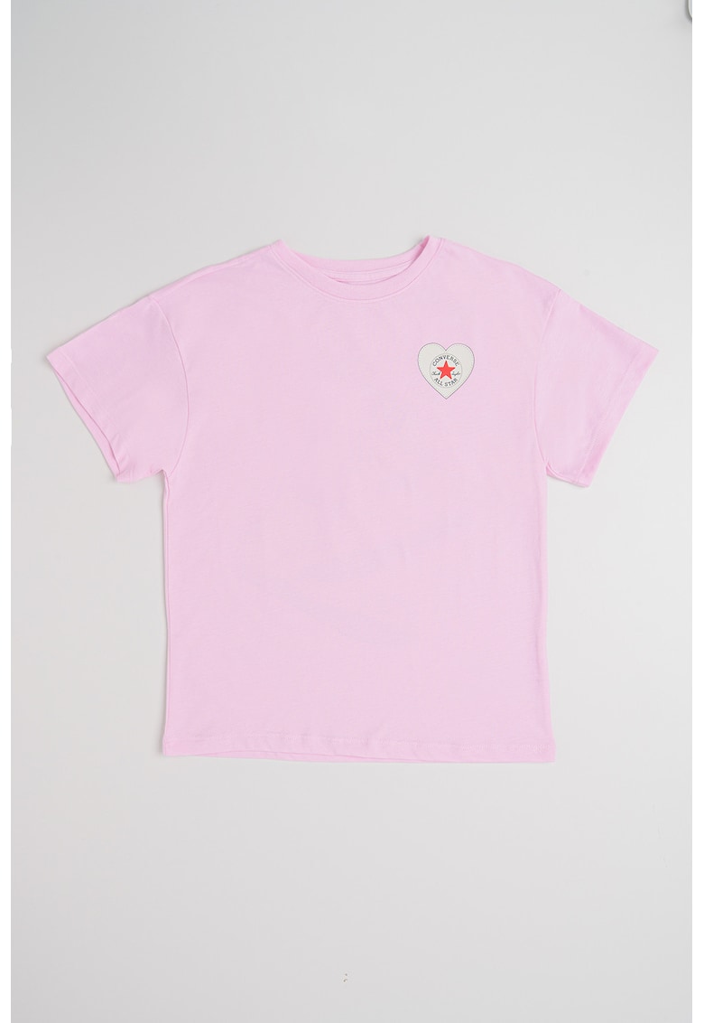 Tricou cu imprimeu si decolteu la baza gatului - Lila