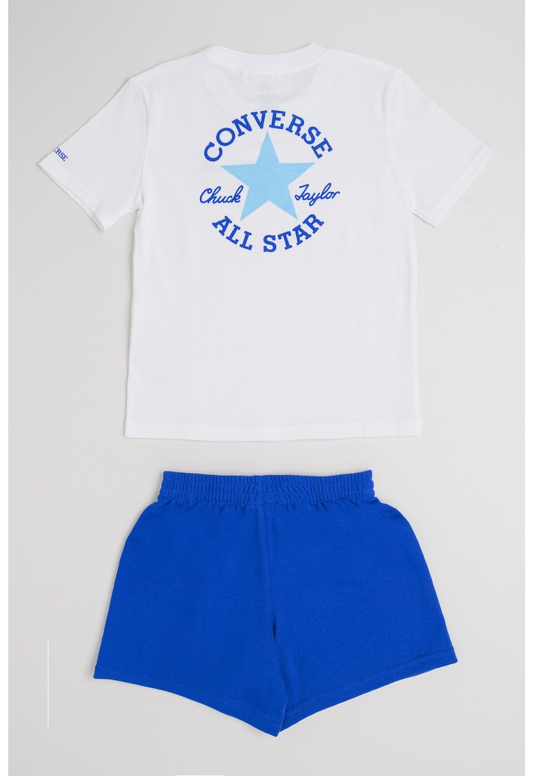 Set de tricou si pantaloni scurti din amestec de bumbac - 2 piese - Alb/Albastru royal