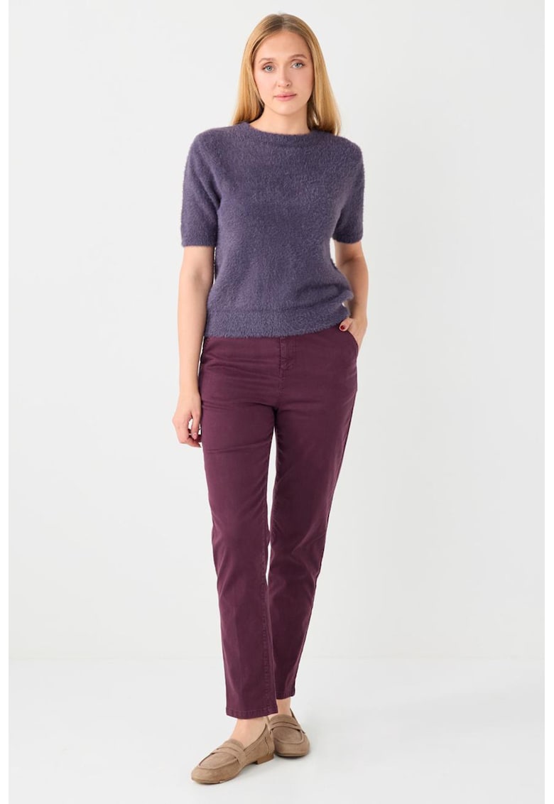 Pulover pufos cu maneci scurte - Violet