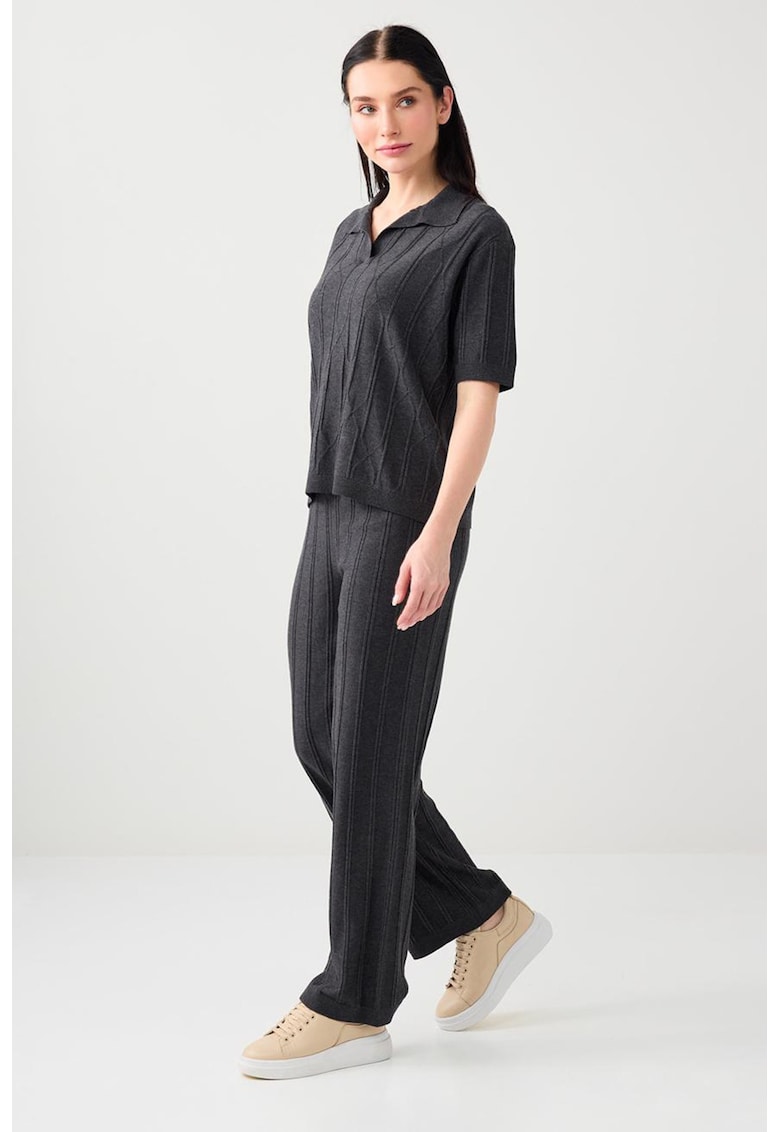 Pantaloni tricotati fin - Gri antracit