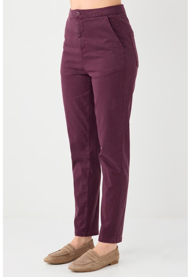 Pantaloni conici cu talie inalta - Rosu stins