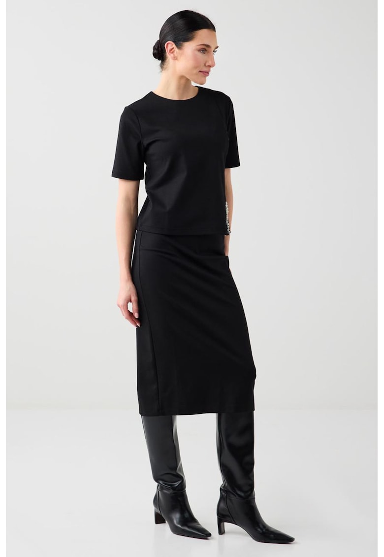 Fusta midi cambrata - Negru