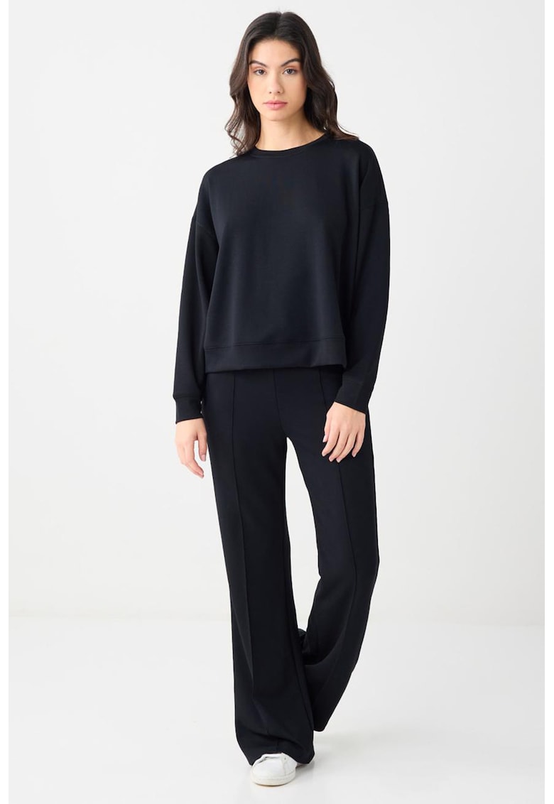 Bluza de trening din amestec de modal cu decolteu la baza gatului si maneci cazute - Negru