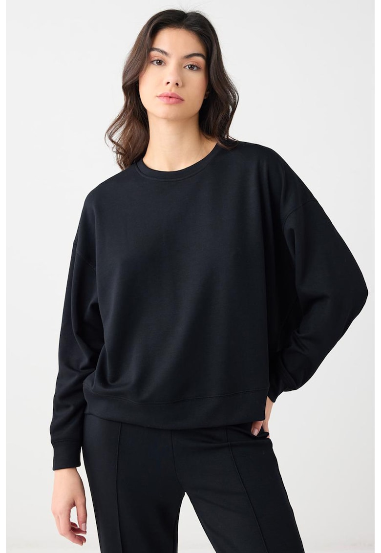 Bluza de trening din amestec de modal cu maneci cazute - Negru