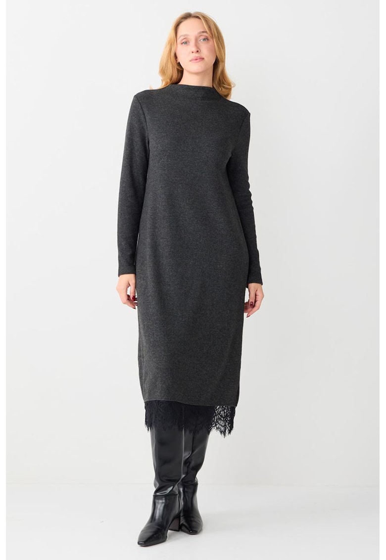 Rochie midi cu croiala dreapta - Gri antracit