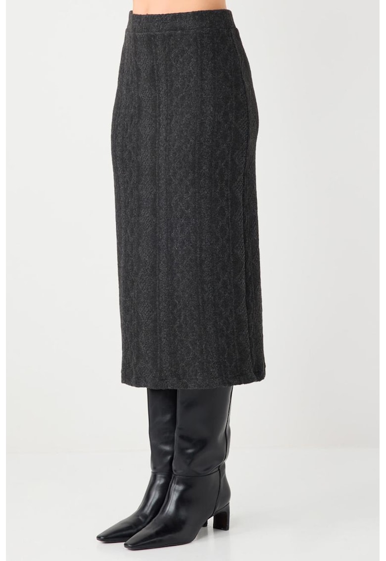 Fusta midi cambrata - Negru