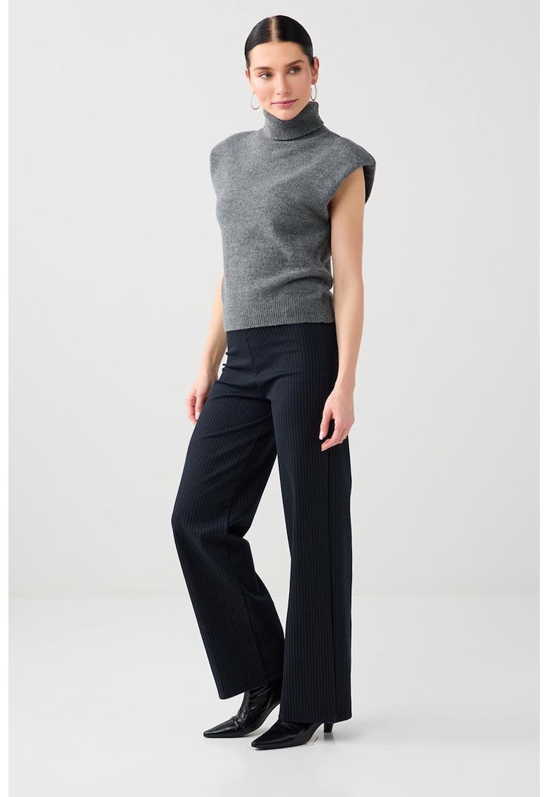 Pantaloni cu croiala dreapta si model cu dungi discrete - Albastru ultramarin