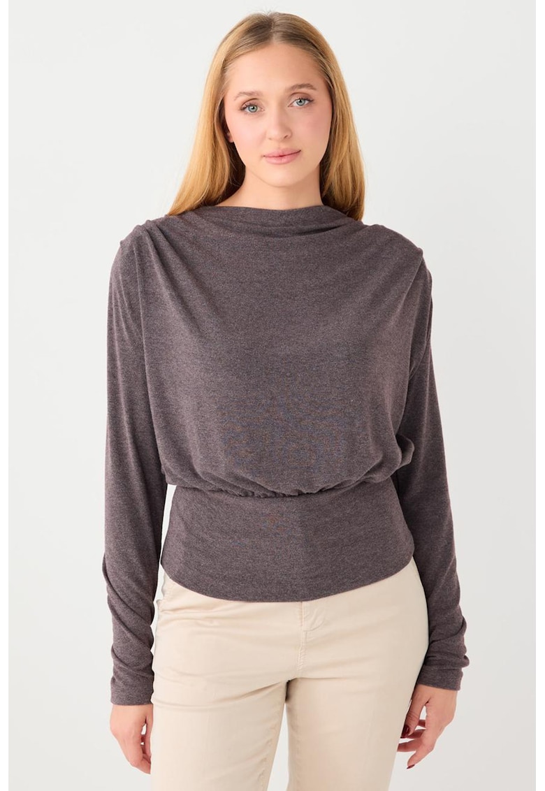 Bluza cu detalii drapate - Maro inchis
