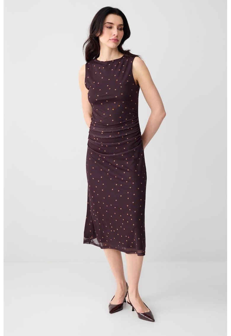 Rochie din tul cu buline - Maro inchis