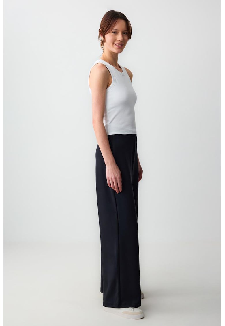 Pantaloni de trening din amestec de modal cu croiala ampla - Negru