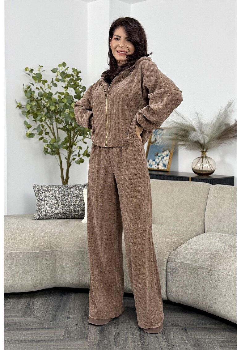 Set de hanorac si pantaloni Jossy - 2 piese - Maro camel