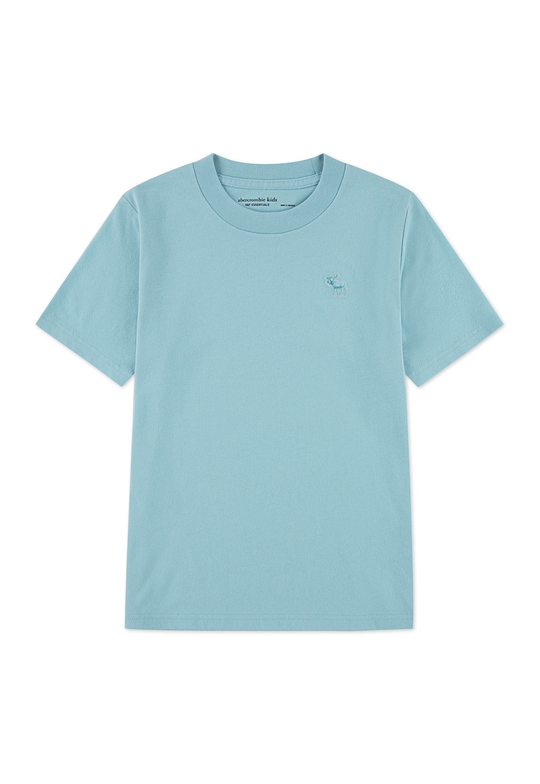 Tricou regular fit cu decolteu la baza gatului - Turcoaz