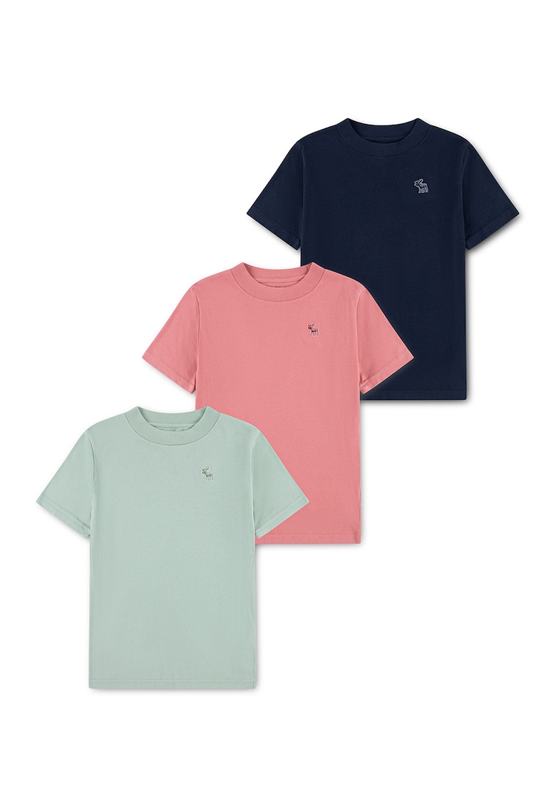 Set de tricouri din amestec de bumbac - 3 piese - Gri cenusiu/Roz/Bleumarin