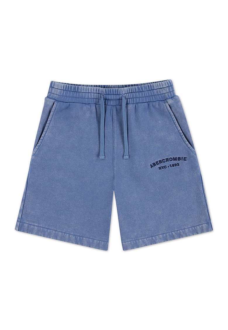 Pantaloni scurti din denim cu snur - Albastru prafuit